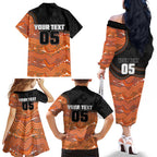 Custom Tigers Family Matching Off The Shoulder Long Sleeve Dress and Hawaiian Shirt Warrior Mascot With Aboriginal Indigenous