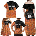 Custom Tigers Family Matching Off Shoulder Maxi Dress and Hawaiian Shirt Warrior Mascot With Aboriginal Indigenous