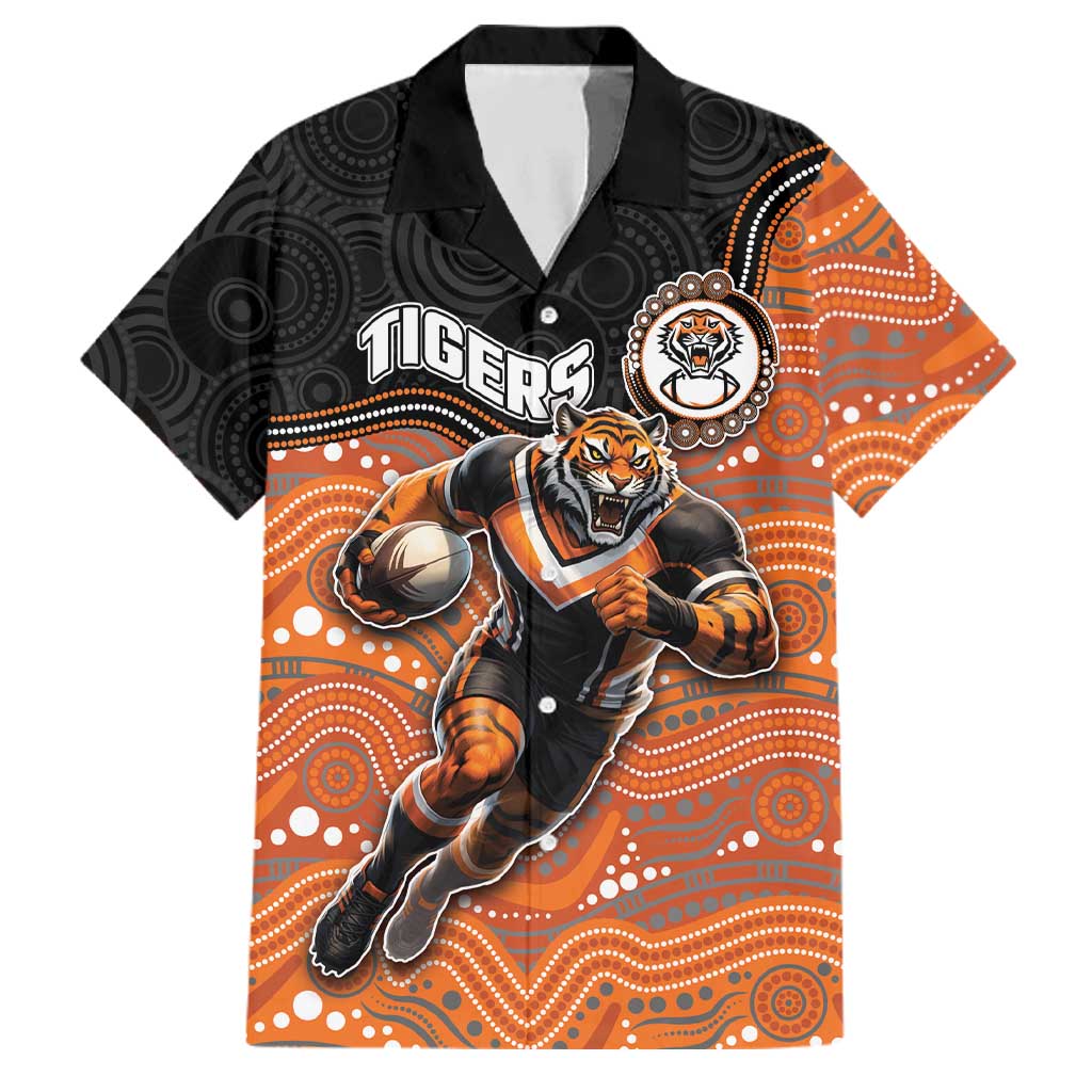 Custom Tigers Family Matching Off Shoulder Maxi Dress and Hawaiian Shirt Warrior Mascot With Aboriginal Indigenous