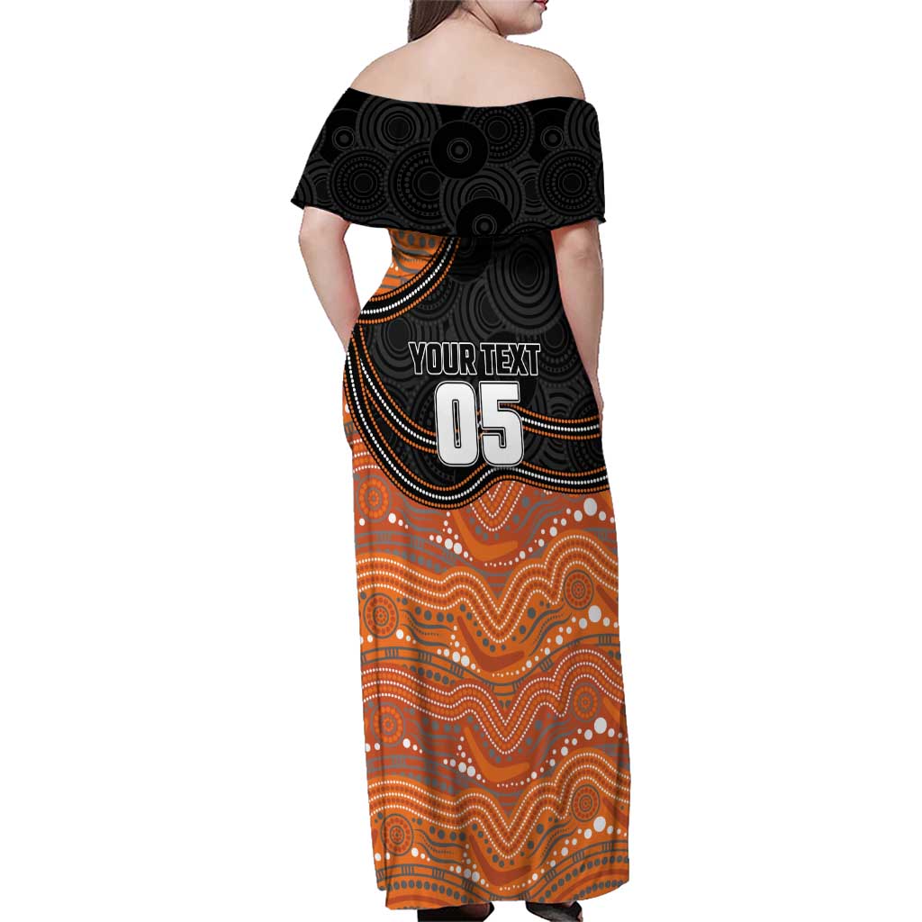 Custom Tigers Family Matching Off Shoulder Maxi Dress and Hawaiian Shirt Warrior Mascot With Aboriginal Indigenous