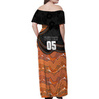 Custom Tigers Family Matching Off Shoulder Maxi Dress and Hawaiian Shirt Warrior Mascot With Aboriginal Indigenous