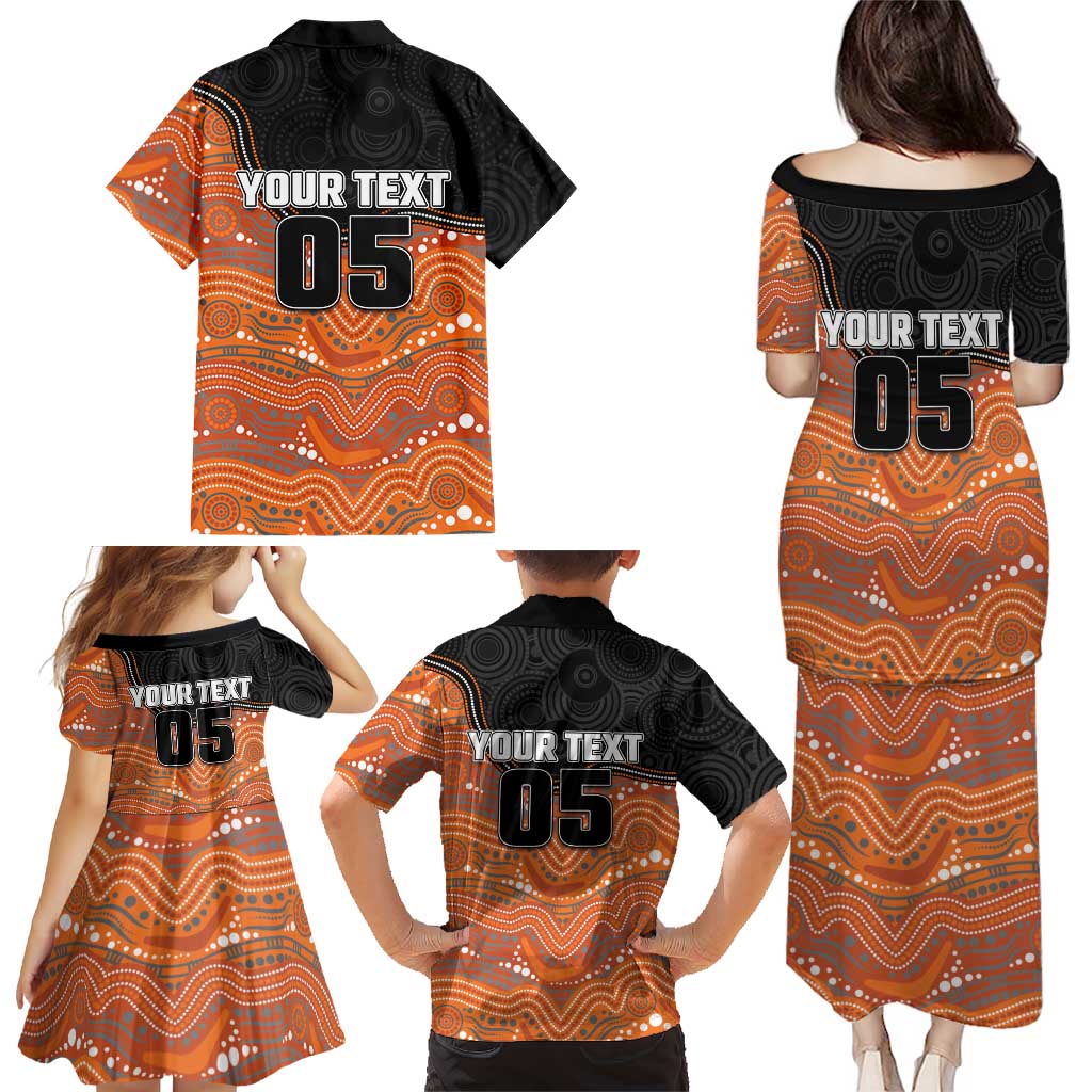 Custom Tigers Family Matching Puletasi and Hawaiian Shirt Warrior Mascot With Aboriginal Indigenous