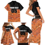 Custom Tigers Family Matching Short Sleeve Bodycon Dress and Hawaiian Shirt Warrior Mascot With Aboriginal Indigenous
