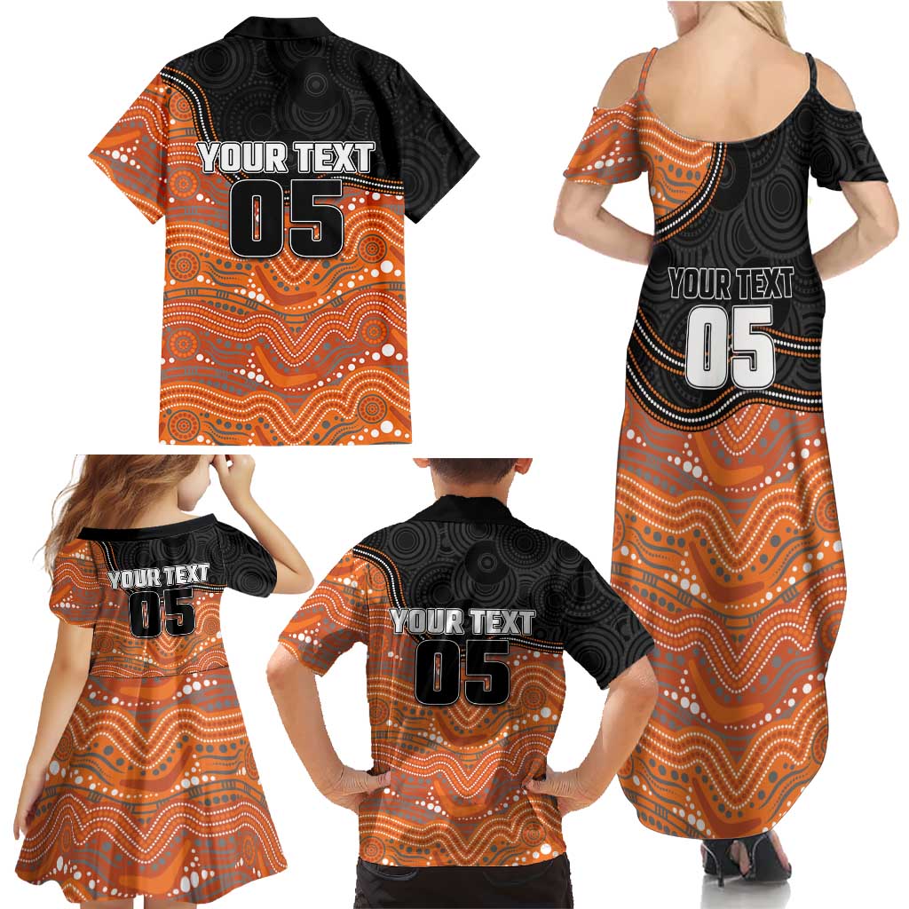 Custom Tigers Family Matching Summer Maxi Dress and Hawaiian Shirt Warrior Mascot With Aboriginal Indigenous