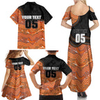 Custom Tigers Family Matching Summer Maxi Dress and Hawaiian Shirt Warrior Mascot With Aboriginal Indigenous