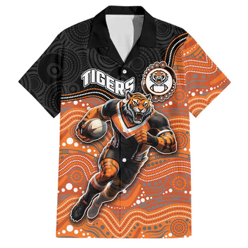 Custom Tigers Family Matching Summer Maxi Dress and Hawaiian Shirt Warrior Mascot With Aboriginal Indigenous