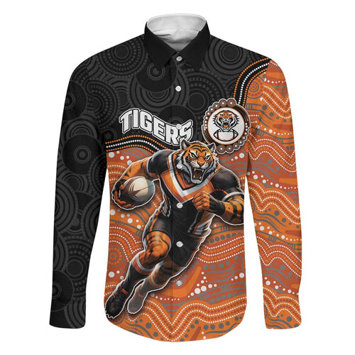 Custom Tigers Family Matching Summer Maxi Dress and Hawaiian Shirt Warrior Mascot With Aboriginal Indigenous