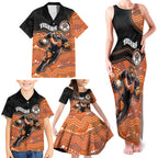Custom Tigers Family Matching Tank Maxi Dress and Hawaiian Shirt Warrior Mascot With Aboriginal Indigenous