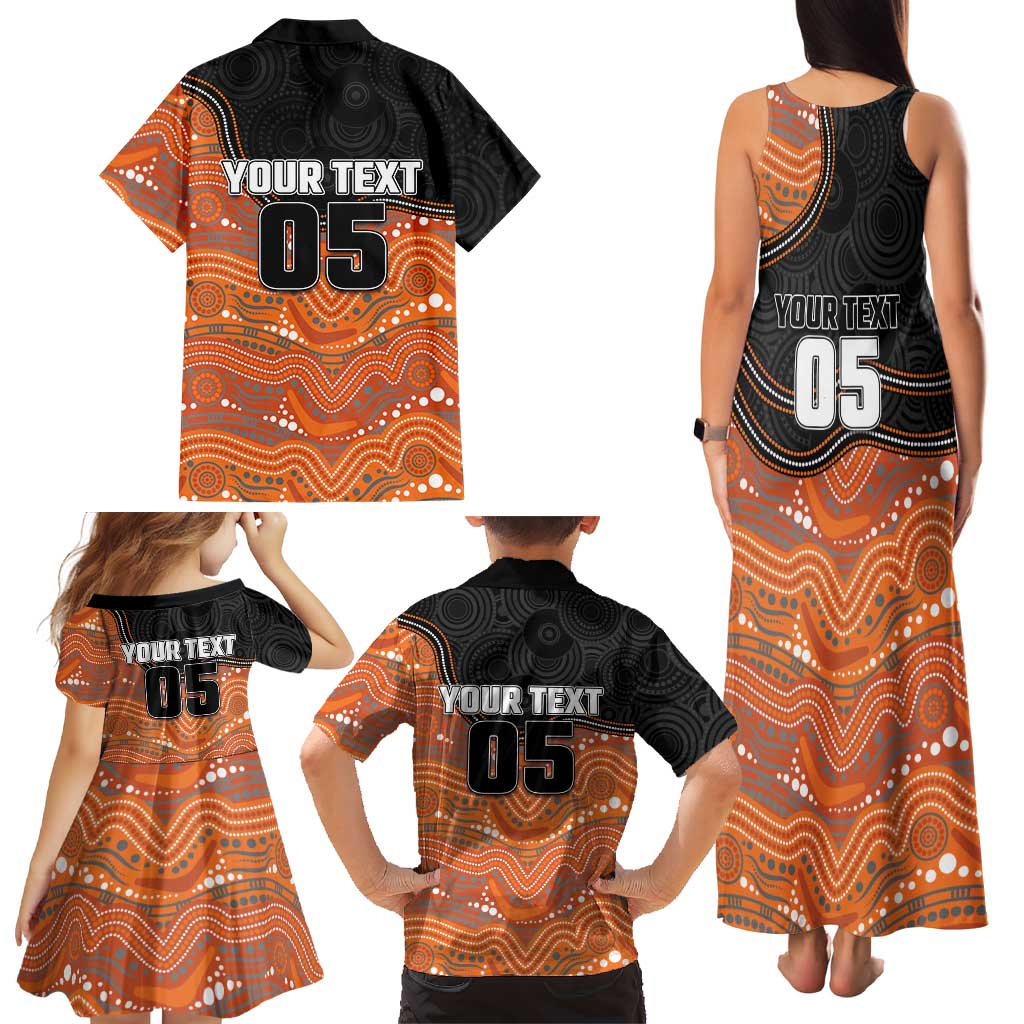 Custom Tigers Family Matching Tank Maxi Dress and Hawaiian Shirt Warrior Mascot With Aboriginal Indigenous