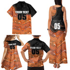 Custom Tigers Family Matching Tank Maxi Dress and Hawaiian Shirt Warrior Mascot With Aboriginal Indigenous