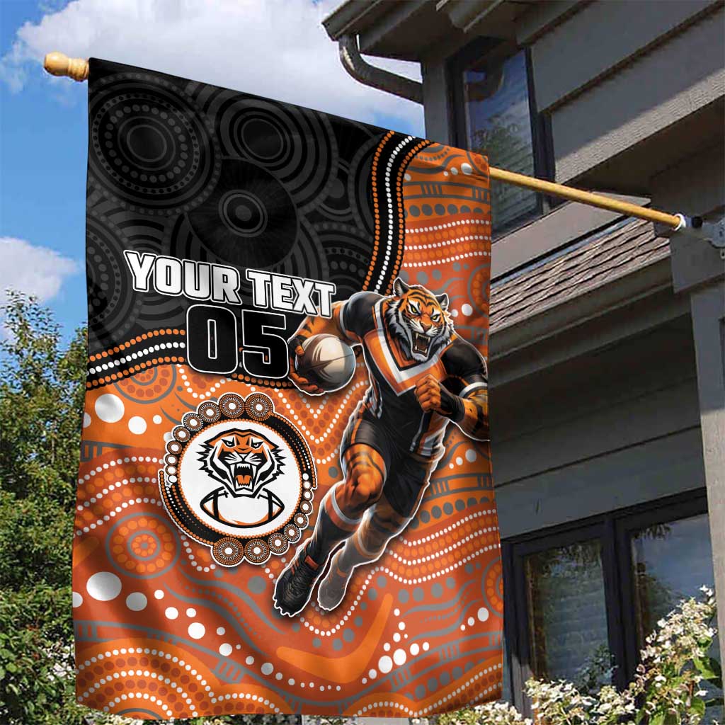 Custom Tigers Garden Flag Warrior Mascot With Aboriginal Indigenous