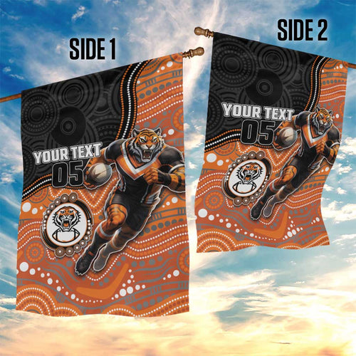Custom Tigers Garden Flag Warrior Mascot With Aboriginal Indigenous