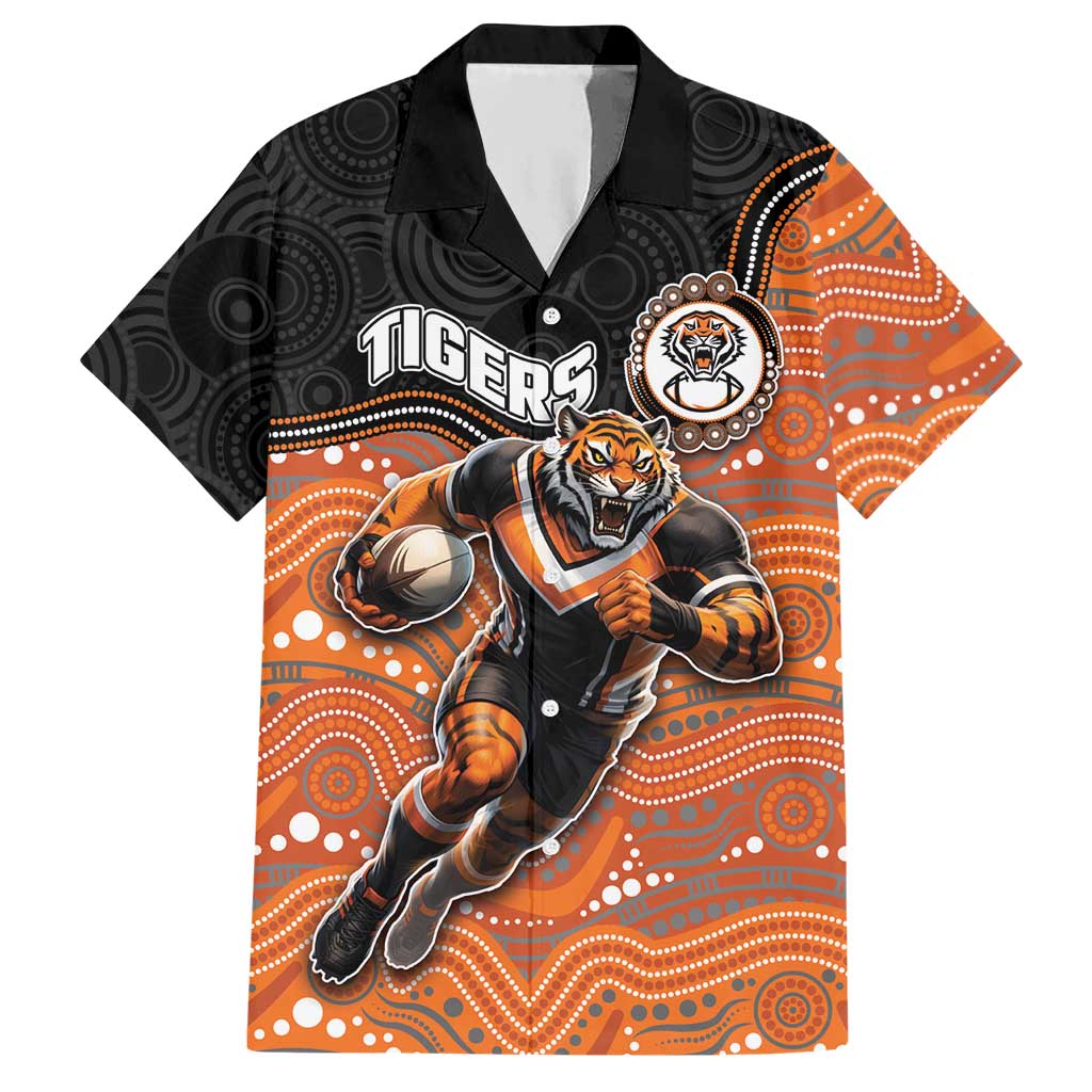 Custom Tigers Hawaiian Shirt Warrior Mascot With Aboriginal Indigenous