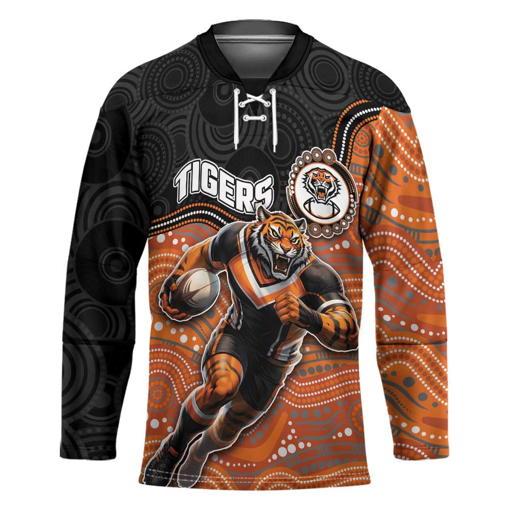 Custom Tigers Hockey Jersey Warrior Mascot With Aboriginal Indigenous