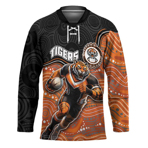 Custom Tigers Hockey Jersey Warrior Mascot With Aboriginal Indigenous