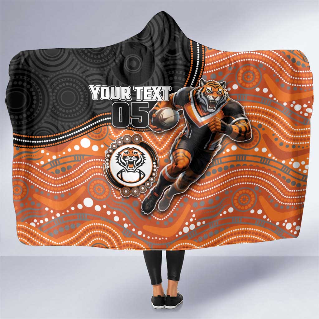 Custom Tigers Hooded Blanket Warrior Mascot With Aboriginal Indigenous