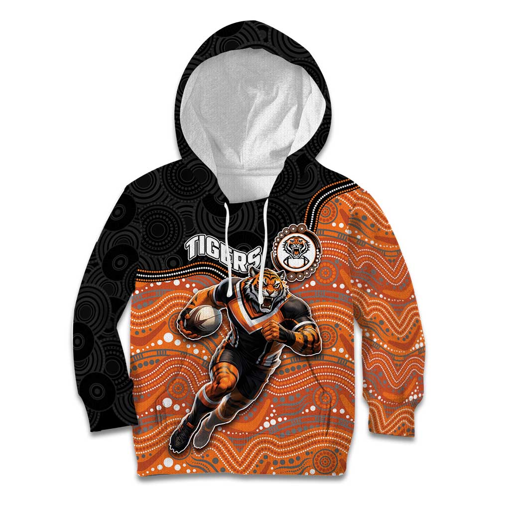 Custom Tigers Kid Hoodie Warrior Mascot With Aboriginal Indigenous