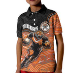 Custom Tigers Kid Polo Shirt Warrior Mascot With Aboriginal Indigenous