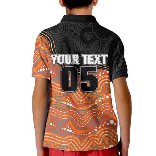 Custom Tigers Kid Polo Shirt Warrior Mascot With Aboriginal Indigenous