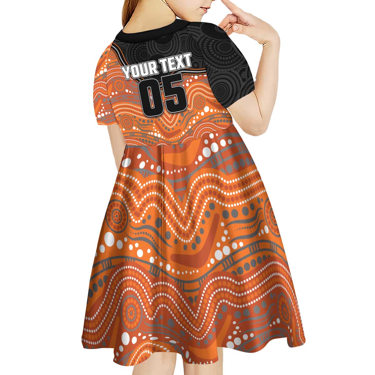 Custom Tigers Kid Short Sleeve Dress Warrior Mascot With Aboriginal Indigenous