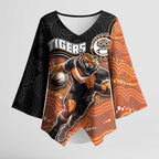 Custom Tigers Kimono Sleeve Blouse Warrior Mascot With Aboriginal Indigenous