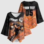 Custom Tigers Kimono Sleeve Blouse Warrior Mascot With Aboriginal Indigenous