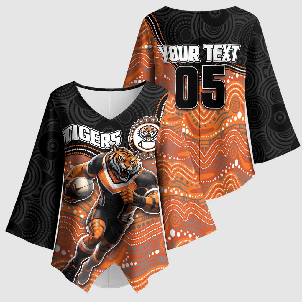 Custom Tigers Kimono Sleeve Blouse Warrior Mascot With Aboriginal Indigenous