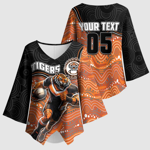 Custom Tigers Kimono Sleeve Blouse Warrior Mascot With Aboriginal Indigenous