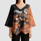 Custom Tigers Kimono Sleeve Blouse Warrior Mascot With Aboriginal Indigenous