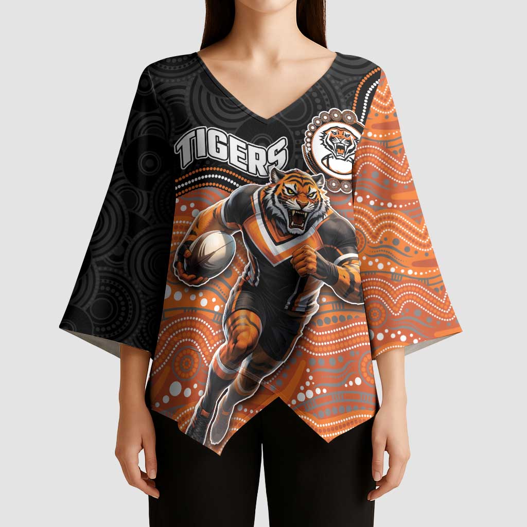 Custom Tigers Kimono Sleeve Blouse Warrior Mascot With Aboriginal Indigenous