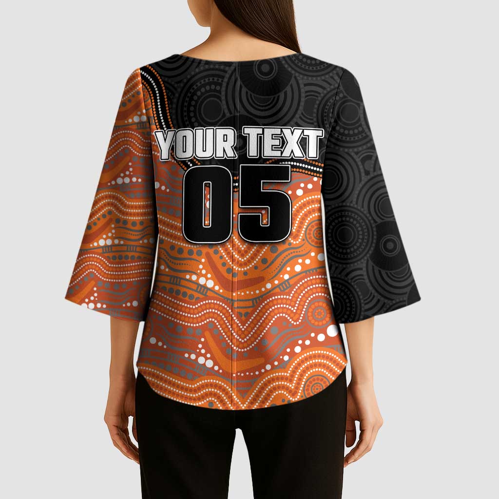 Custom Tigers Kimono Sleeve Blouse Warrior Mascot With Aboriginal Indigenous