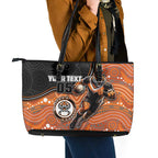 Custom Tigers Leather Tote Bag Warrior Mascot With Aboriginal Indigenous