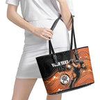 Custom Tigers Leather Tote Bag Warrior Mascot With Aboriginal Indigenous
