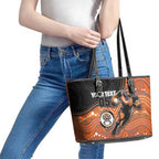 Custom Tigers Leather Tote Bag Warrior Mascot With Aboriginal Indigenous