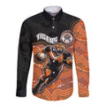 Custom Tigers Long Sleeve Button Shirt Warrior Mascot With Aboriginal Indigenous