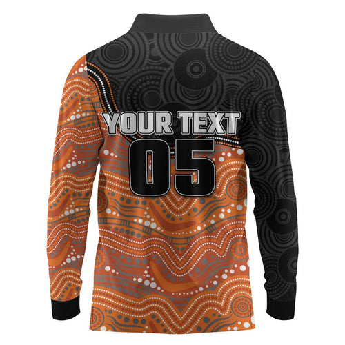 Custom Tigers Long Sleeve Polo Shirt Warrior Mascot With Aboriginal Indigenous