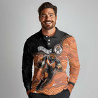 Custom Tigers Long Sleeve Polo Shirt Warrior Mascot With Aboriginal Indigenous