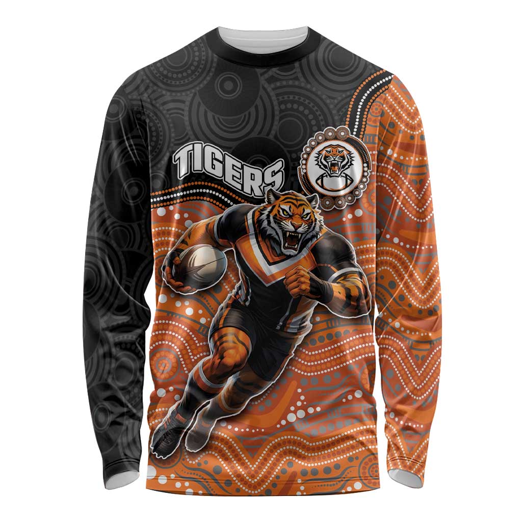 Custom Tigers Long Sleeve Shirt Warrior Mascot With Aboriginal Indigenous