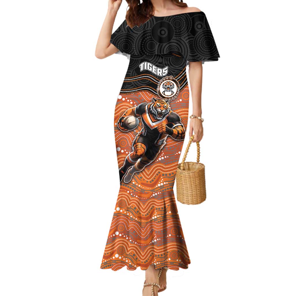 Custom Tigers Mermaid Dress Warrior Mascot With Aboriginal Indigenous