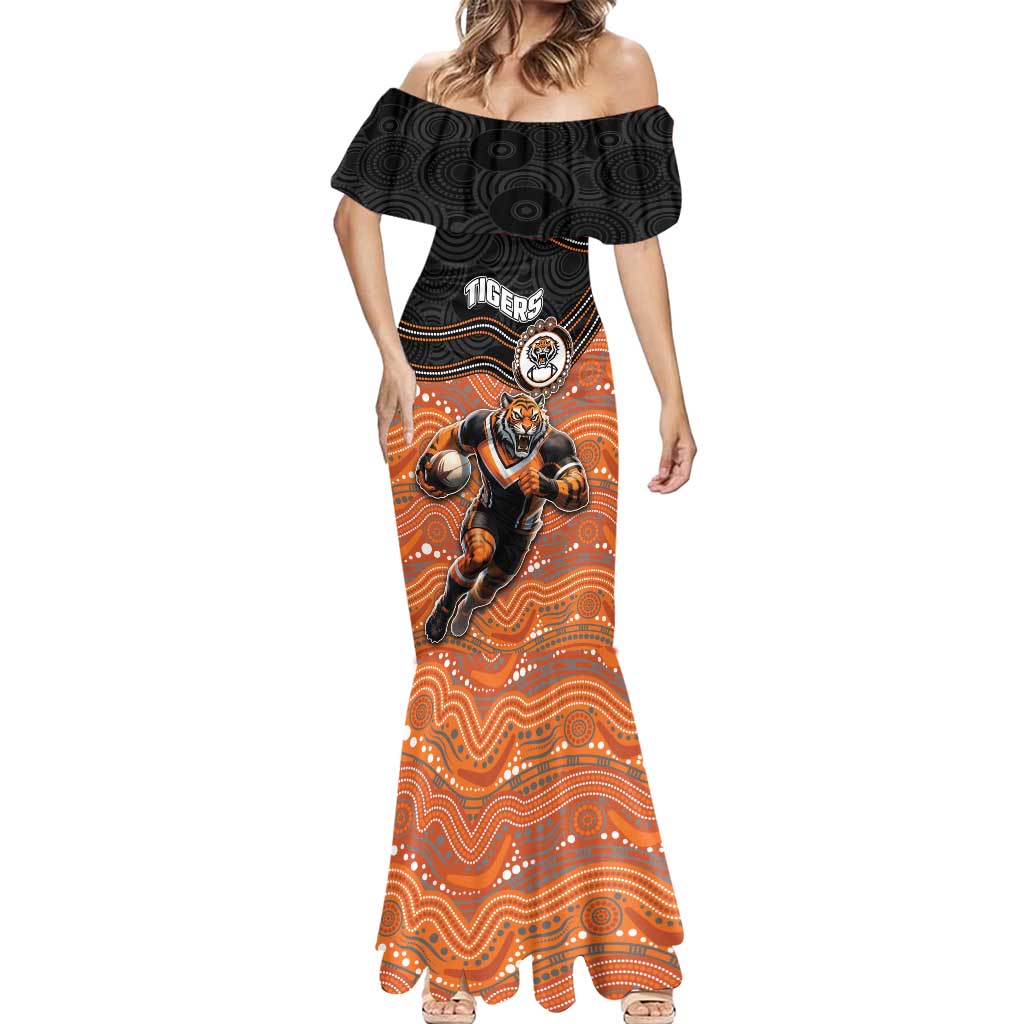 Custom Tigers Mermaid Dress Warrior Mascot With Aboriginal Indigenous