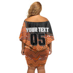Custom Tigers Off Shoulder Short Dress Warrior Mascot With Aboriginal Indigenous