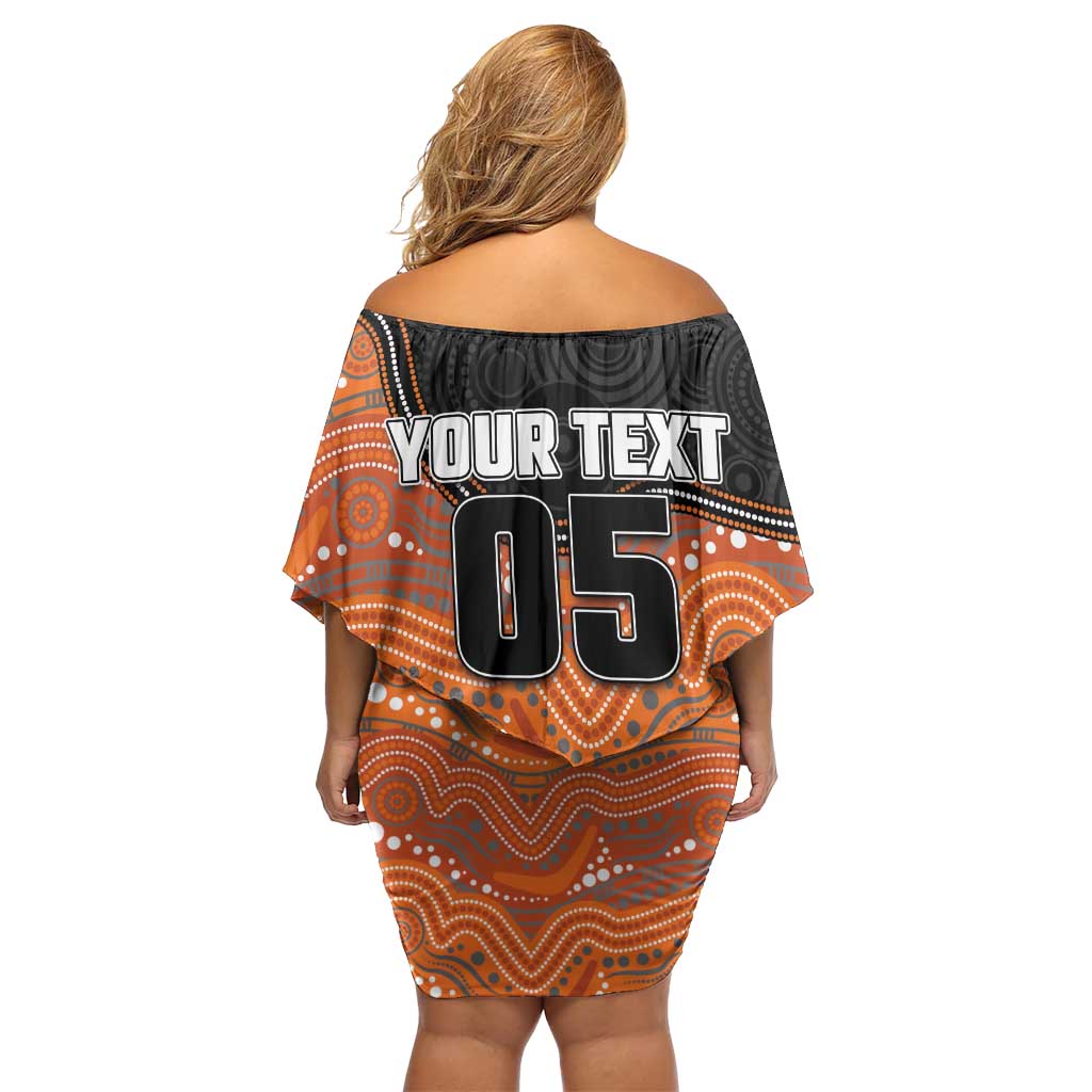 Custom Tigers Off Shoulder Short Dress Warrior Mascot With Aboriginal Indigenous