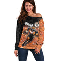 Custom Tigers Off Shoulder Sweater Warrior Mascot With Aboriginal Indigenous