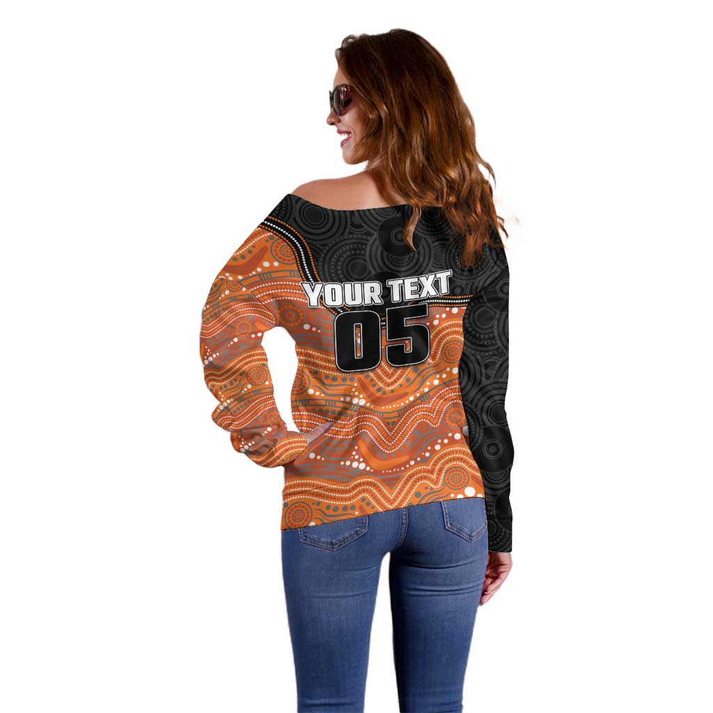 Custom Tigers Off Shoulder Sweater Warrior Mascot With Aboriginal Indigenous
