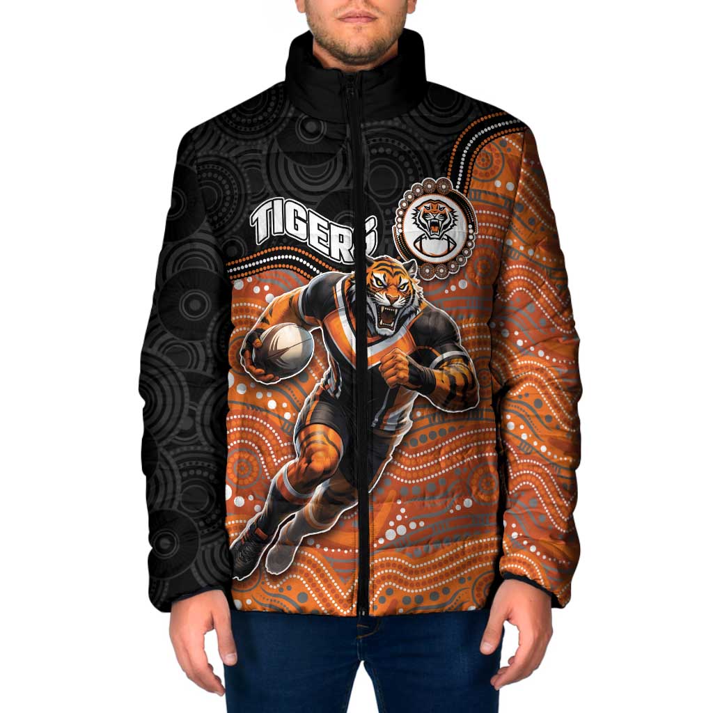 Custom Tigers Padded Jacket Warrior Mascot With Aboriginal Indigenous