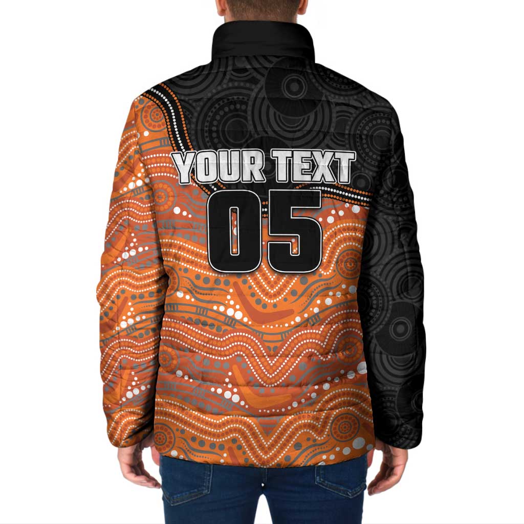Custom Tigers Padded Jacket Warrior Mascot With Aboriginal Indigenous
