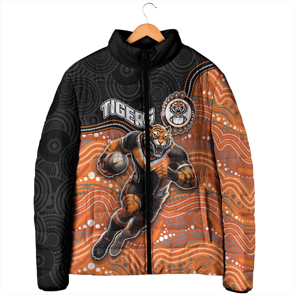 Custom Tigers Padded Jacket Warrior Mascot With Aboriginal Indigenous