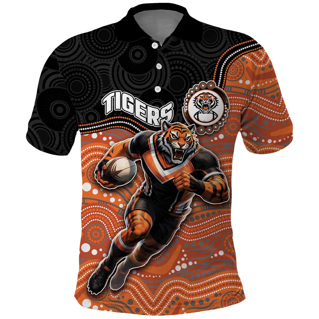 Custom Tigers Polo Shirt Warrior Mascot With Aboriginal Indigenous