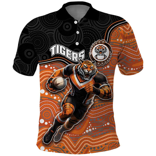 Custom Tigers Polo Shirt Warrior Mascot With Aboriginal Indigenous