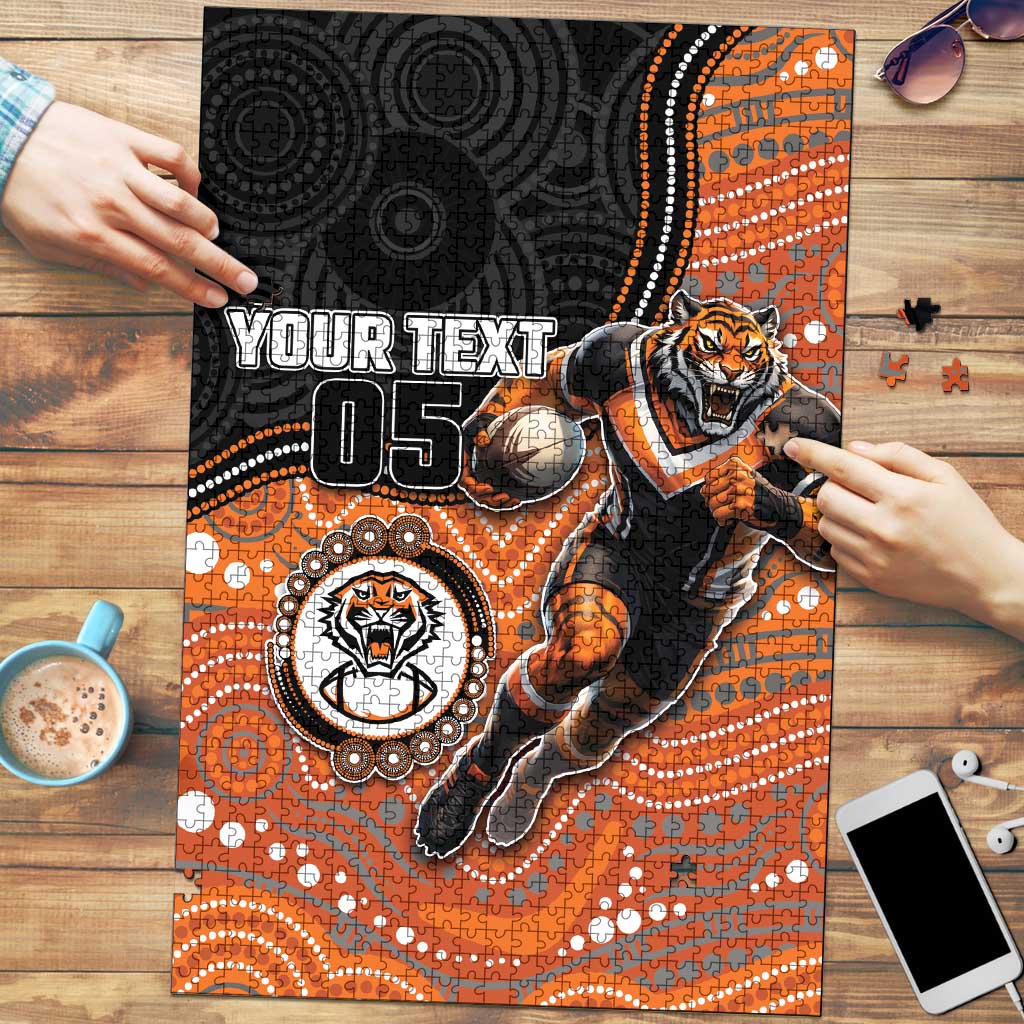 Custom Tigers Puzzle Warrior Mascot With Aboriginal Indigenous